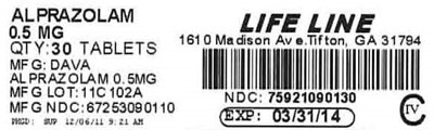alprazolam label.jpg Alprazolam 0.5 mg - alprazolam label
